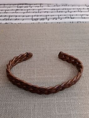 Braided Copper Tone Cuff Bracelet Vintage